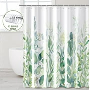 ZIVACATE Watercolor Plant Leaves Floral Hummingbird Shower Curtain,Bathroom Shower Curtain Set with Hooks,Water-Repellent, Machine-Washable, Fade-Resistant,72 x 72
